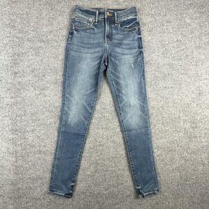 Express Jeans Womens 27 Medium Wash Blue Mid Rise Skinny Stretch Denim Pants
